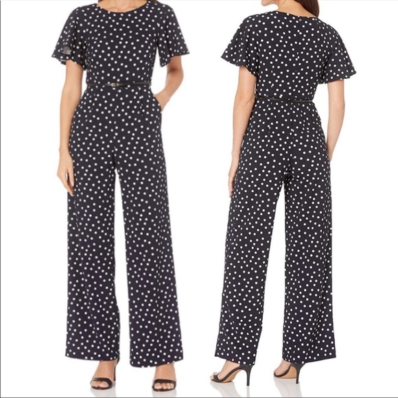 Calvin Klein Pants Jumpsuits Calvin Klein Flutter Sleeve Polka Dot Jump Poshmark